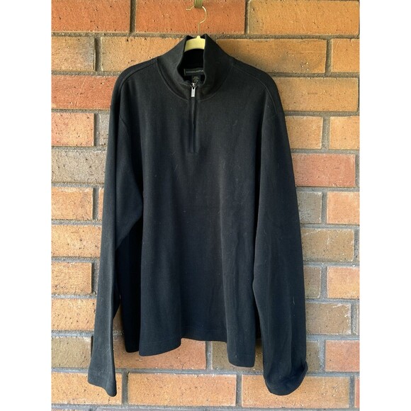 Banana Republic Sweater Quarter Zip‎ Cotton Pullover | Black | Mens Medium - Picture 1 of 13
